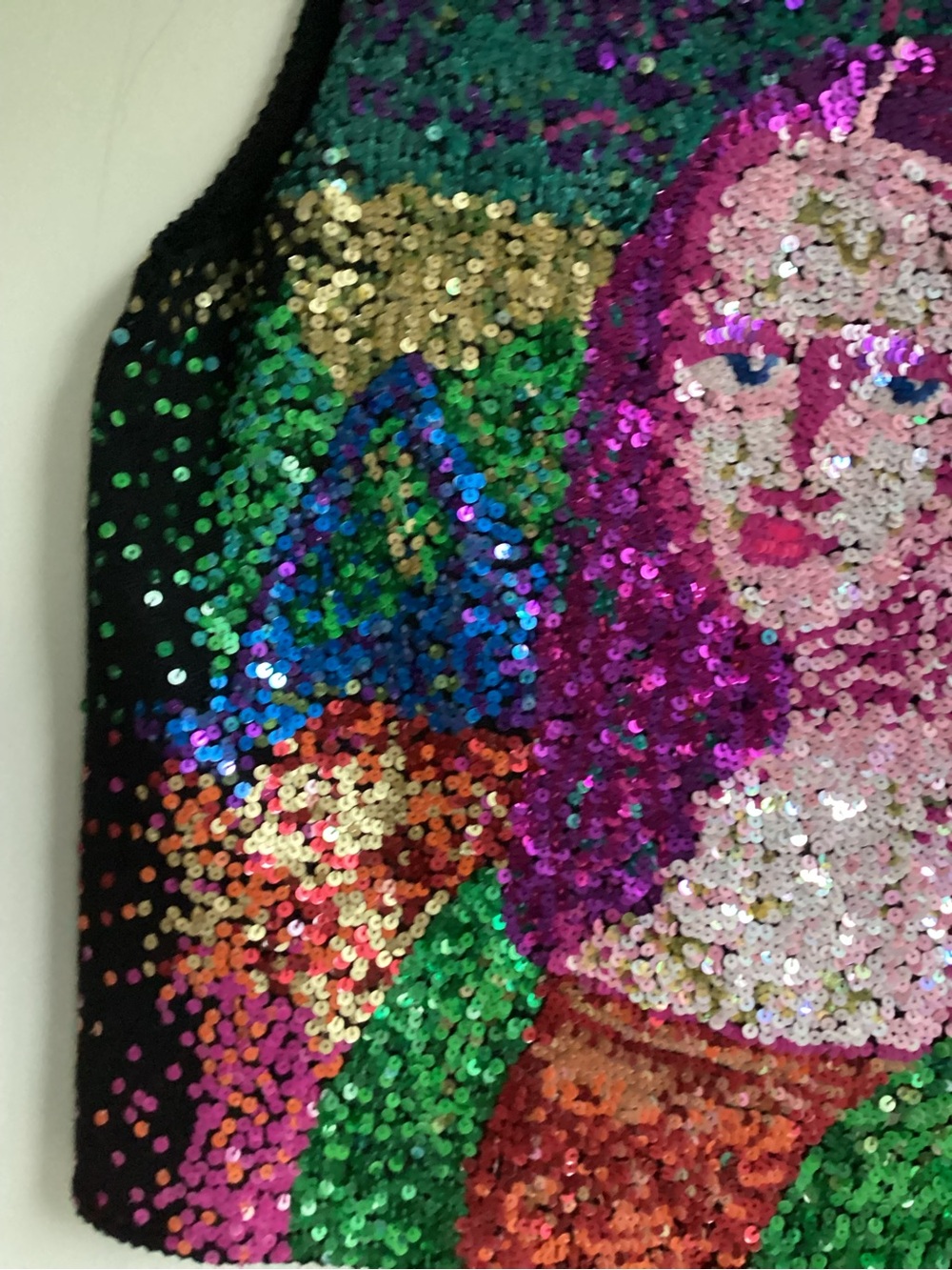Vintage Michael Simon Mona Lisa Sequin Tank Top Medium Wearable Art Vest Y2K - Picture 4 of 13